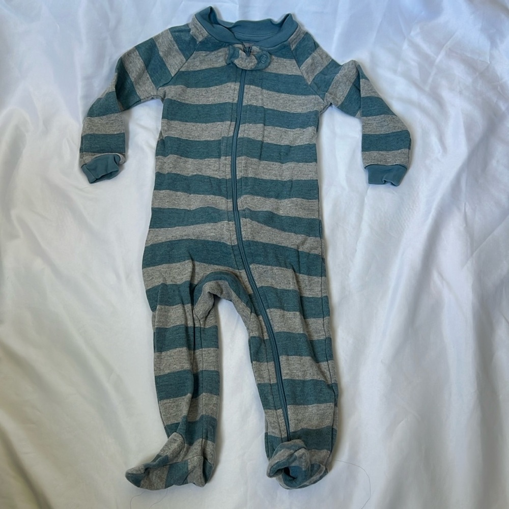 Pact Striped Zip Footie Sleeper 6-9M